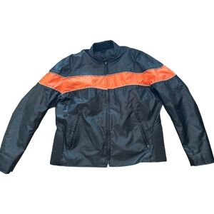 Revolution Black Street Racing Jacket with Orange Stripe Mens Size XL